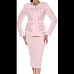 Elegant Pink Women's Church Suit And Skirt Pink Size 12